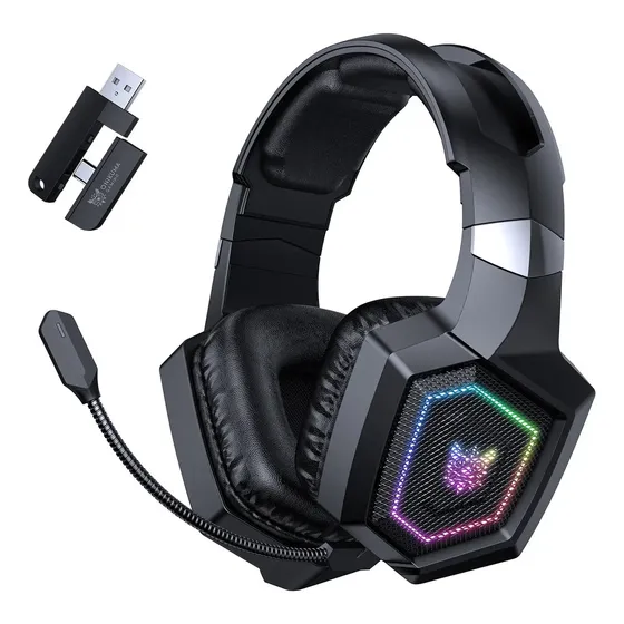 Auriculares gamer inalámbricos Onikuma Bluetooth GT806 con luz LED Color Negro