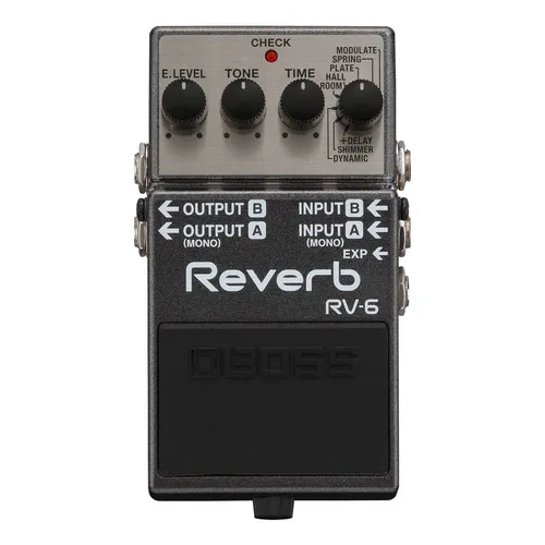 Pedal de efeito Boss Reverb RV-6 cinza-escuro