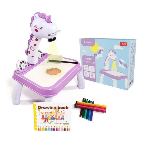 Mesa Didáctica Proyector Dibujo Musical Belluno Baby Tavola Color Lila