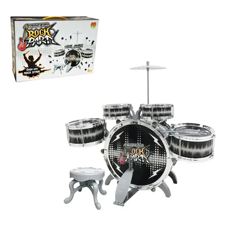 Bateria Infantil Instrumento Musical Rock Party DM Toys Preta DMT6066PR