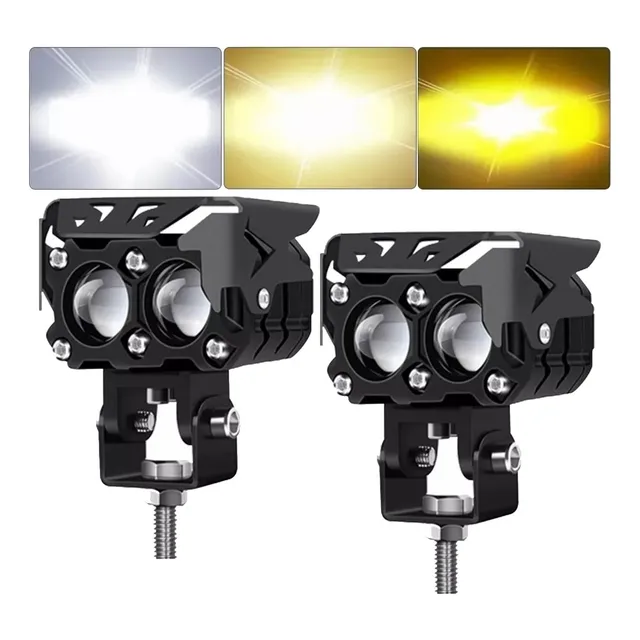 2pzs Faros De Lupa Doble Color Luz Para Auto Moto Babefas®