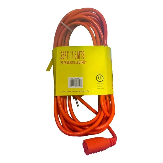Extension Electrica De 25 Pies 7,6mts Reforzada 3 Conectores