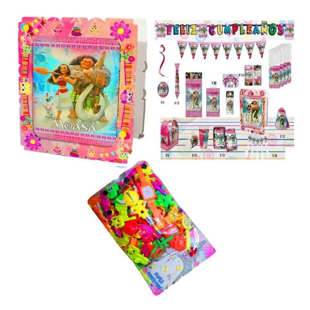 Kit 24 Decoración Piñata Y Relleno Fiesta Moana