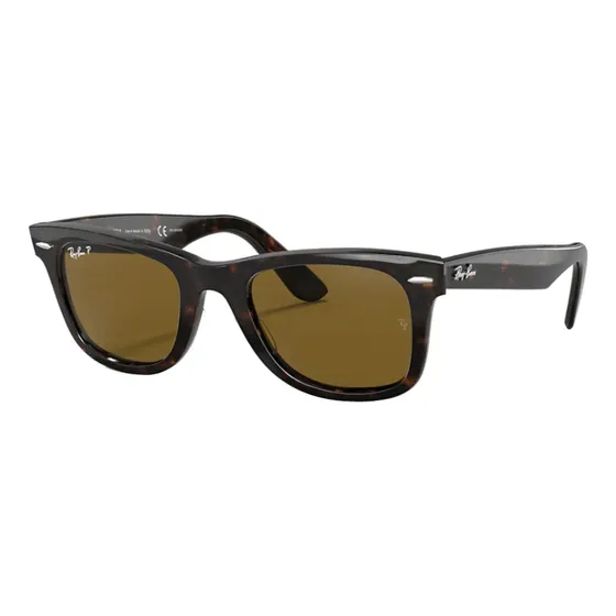 Anteojos de sol polarizados Ray-Ban Wayfarer Classic talle Large armazón polished tortoise y lente brown