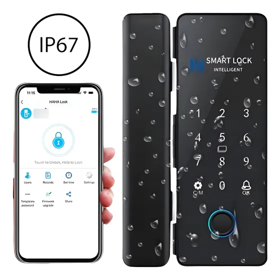 Fechadura Digital Biométrica Wifi Porta Vidro A Prova D'agua