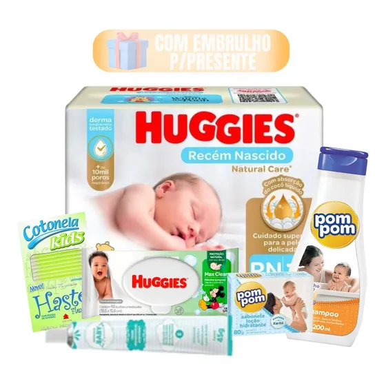 Kit Presente Chá De Bebê Higiene Lenços Umedecidos Fraldas