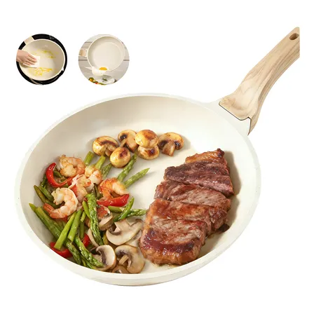 Sarten 20cm Aluminio,sarten Antiadherente De Teflon,sartén De Piedra Maifan Para Induccion,sin Pfoa,mango Ergonómico, Blanco