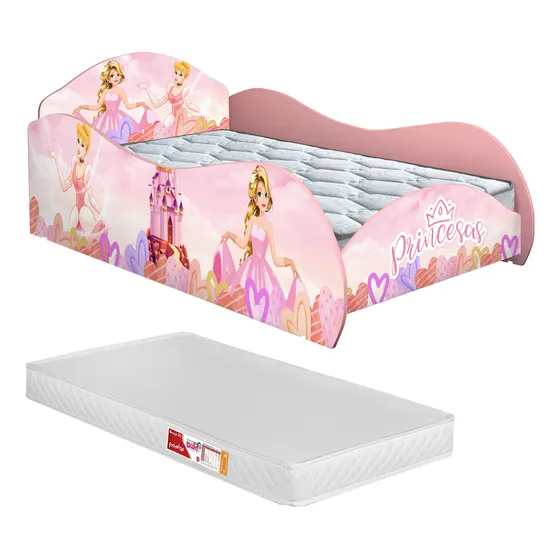 Cama Juvenil Infantil Personagens Com Colchão Princesas Bela