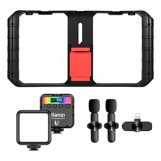 Kit Cage Para Celular + Led Rgb  + Microfone Dupla iPhone 