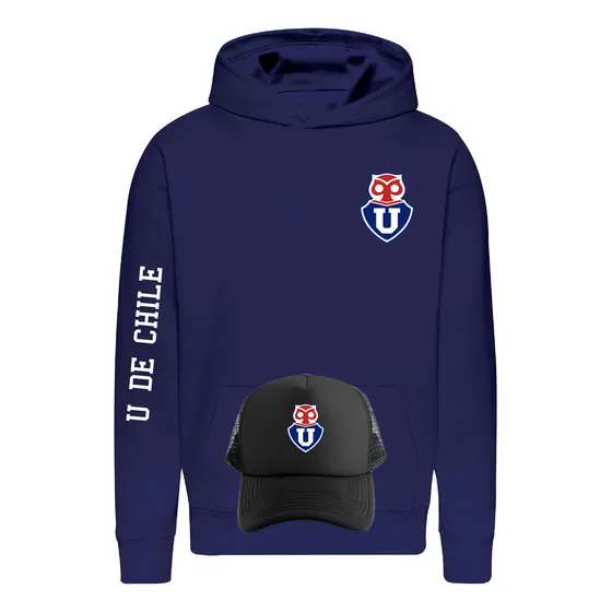 Poleron U De Chile + Gorro Jockey - Futbol - Juego - Club Universidad De Chile - Estampaking