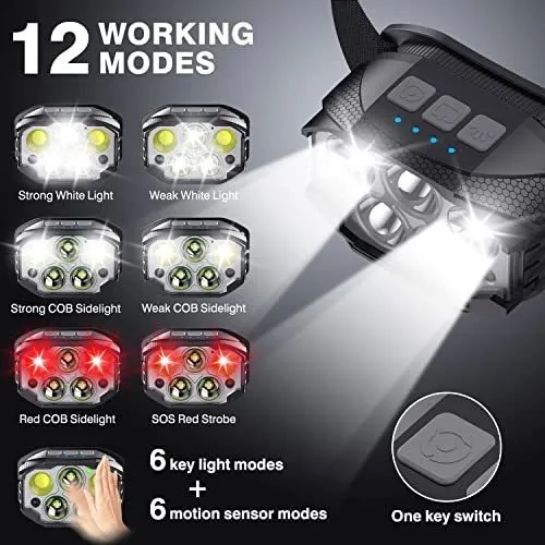 Faro Delantero Recargable Lampara Cabeza Lumen Sensor