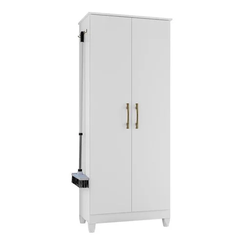 Armário Multiuso Organizador Lavanderia 2 Portas 4 prateleiras Jade Moval Branco