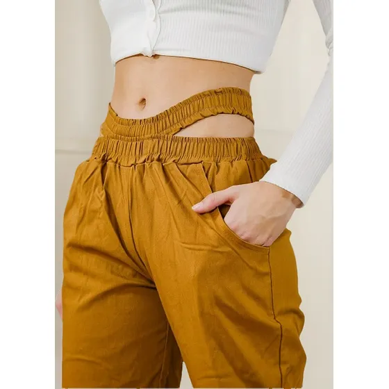 Pantalon Jogger Doble Cintura De Bengalina Mujer Moda 2023