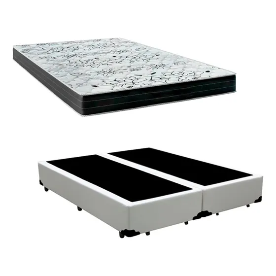Cama Box Casal Bipartido Sintético Com Colchão Extra Firme