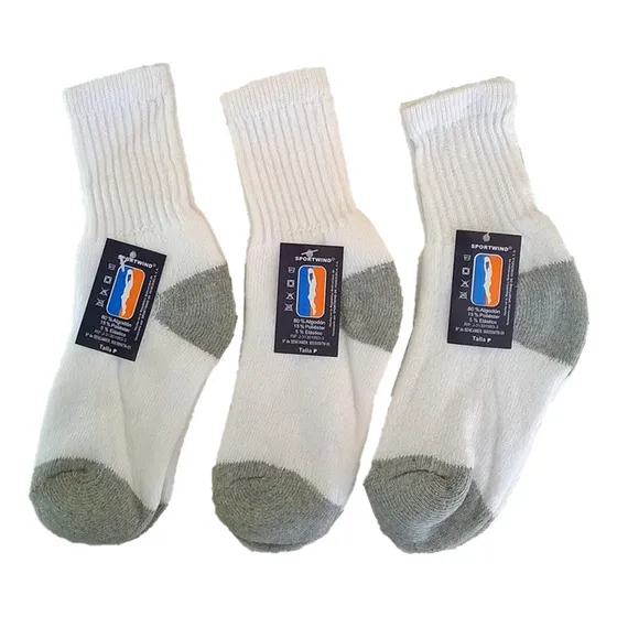 Medias Tobilleras Niño/deportiv/algodo/corta/blanca Por Pack