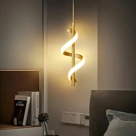Luminária Pendente Led Em Espiral Moderna E Minimalista 110v-/220v Dourado