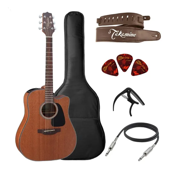 Kit Violao Takamine Folk Eletrico Gd11mce Mgs + Acessórios Cor Natural Material Do Diapasão Laurel Orientação Da Mão Destro