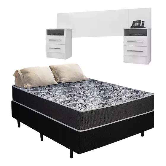 Combo Sommier Colchon 2 Plazas+respaldo De Regalo Dormitorio