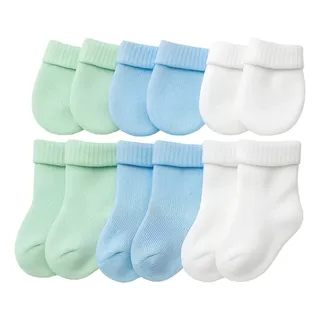 Kit 3 Pares De Meias E Luvas Bebê Rn Maternidade Enxoval
