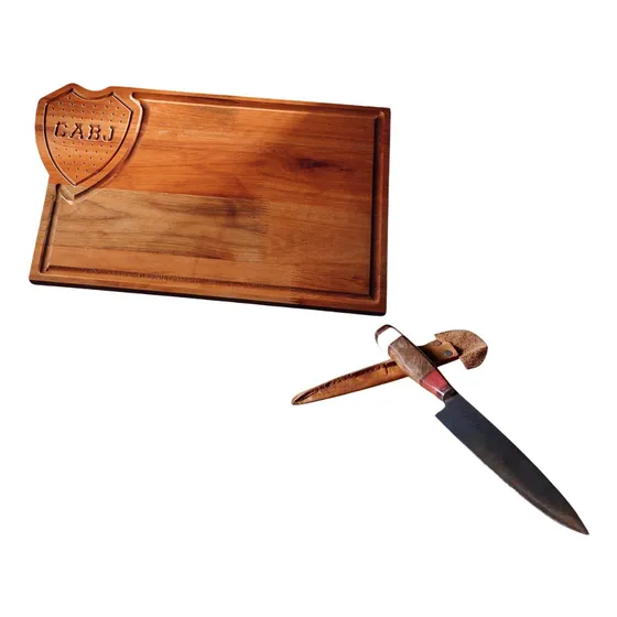 Tabla Asado Boca Jr + Cuchillo Asado Ideal Regalo