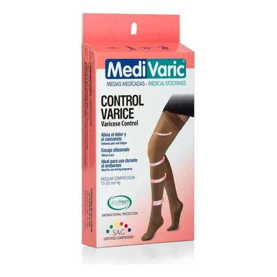 Medias Compresión Control Varice 15-20 Muslo Medivaric Unise