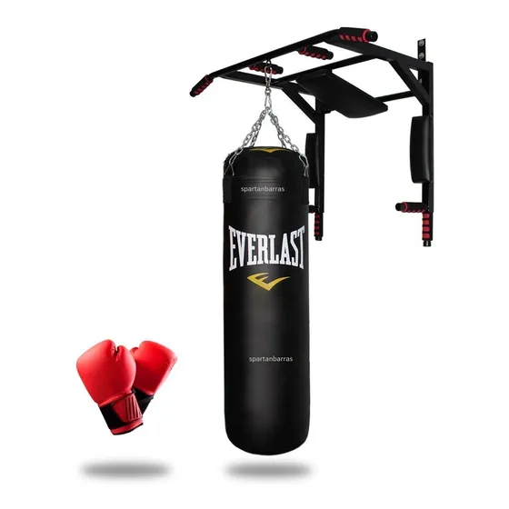 Barra Multifuncional + Saco De Boxeo 1m + Guantes De Box/mma