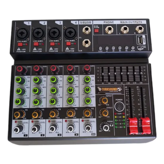 Mesa De Som C/ Bluetooth Usb 6 Canais Grava No Pendrive Usb