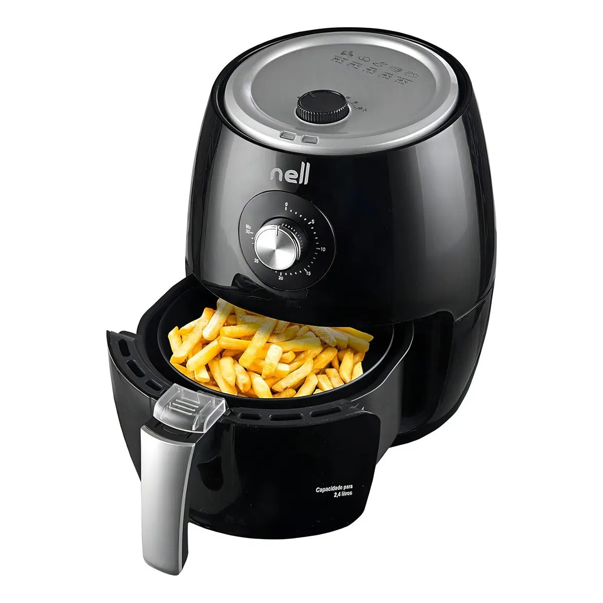 Fritadeira Elétrica Air Fryer Nell Smart 2.4L Preta C/ Timer