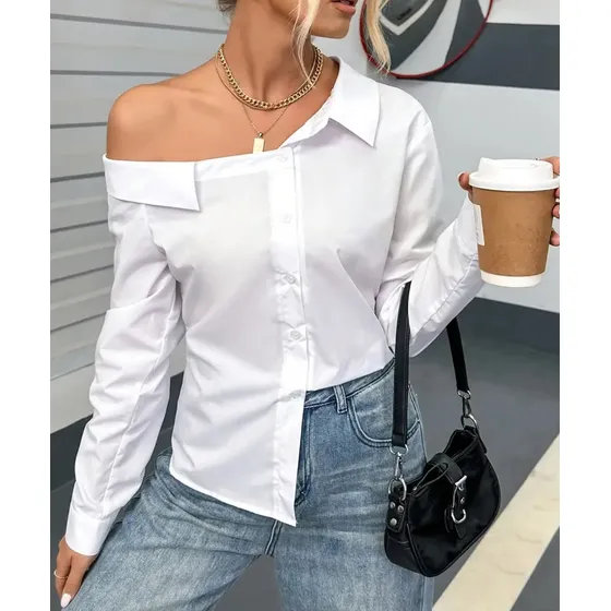 Blusa Temu Casual Mujer Algodón Manga Larga Primavera