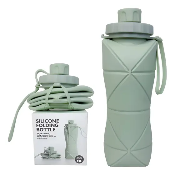 Garrafa De Água Térmica De Silicone Dobrável Portátil 600ml/