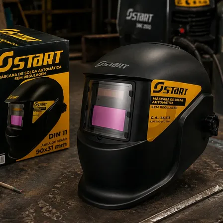 Máscara De Solda Com Escurecimento Automático Profissional Preto Liso