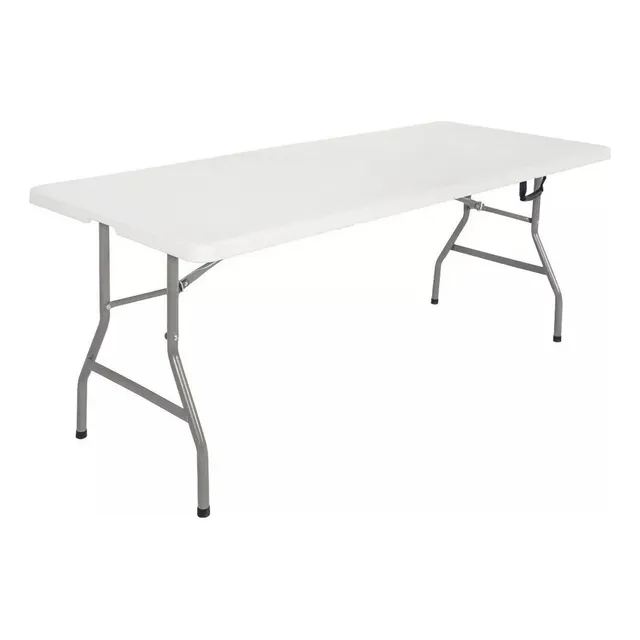 Mesa Exterior 240x74cm Plegable Resistente Plástica Color Blanco
