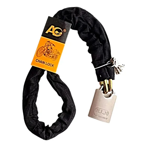 Linga Cadena Acero Anchi C/ Candado Moto Bicicleta Color Negro