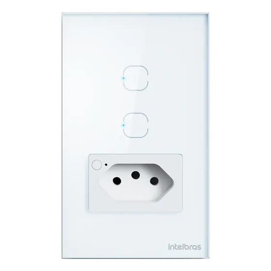 Interruptor Wifi 2 Botões Com Tomada Izy Smart Intelbras