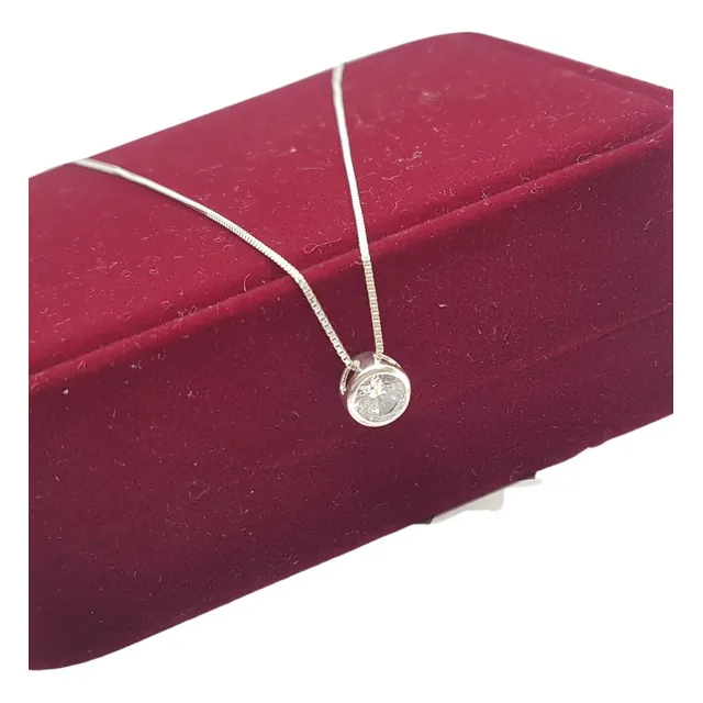 Collar Punto De Luz En Plata Mujer Regalo Novia Enamorada 