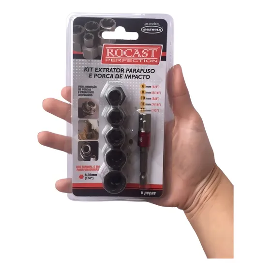 Kit Extrator De Parafusos Quebrados 5 Peças  Remoção Fácil