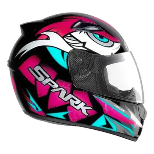Capacete para moto integral EBF New Spark Dragon Flash rosa brilhante liso tamanho 58