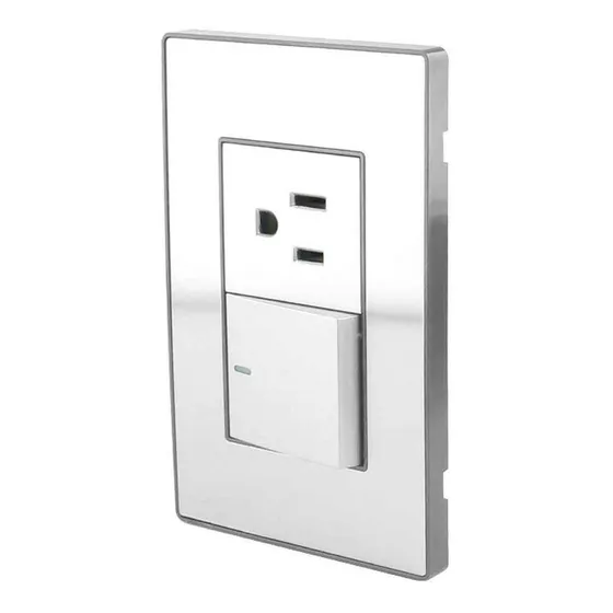 Placa Sanelec Acero 1 Apagador + 1 Contacto Mixto Cordoba