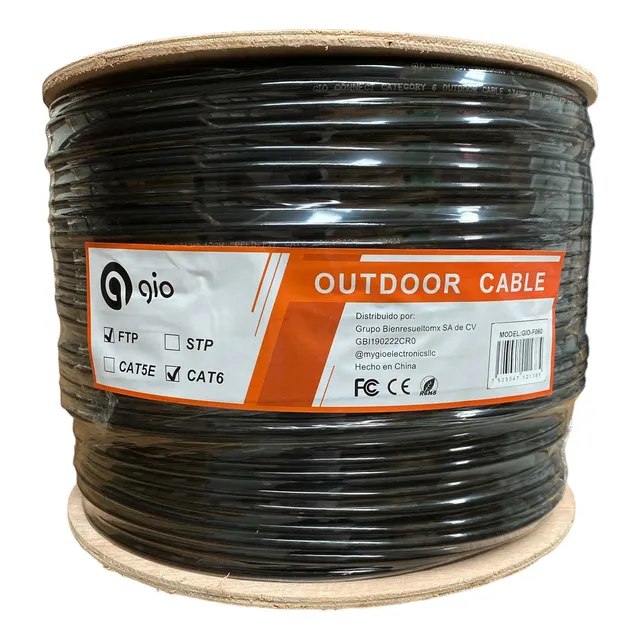 Gio Bobina Cable De Red Ftp Cat6 Utp Blindado Con Malla Y Tierra Para Exterior 305mts