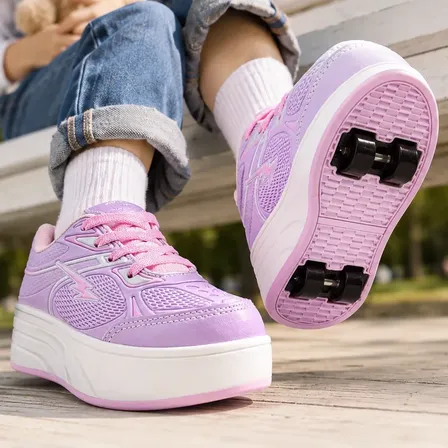 Tênis 4 Rodinhas Infantil Mini-pé Meninas Diversão Full Lilás/rosa Bb 32/33