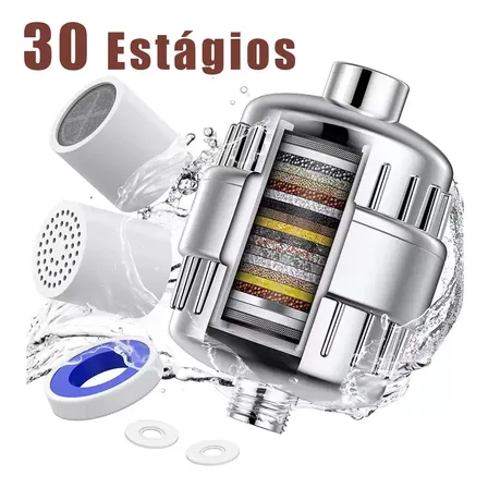 Filtro De Chuveiro Aiyin Com 30 Estágios Para Água Dura, Cor Prateado