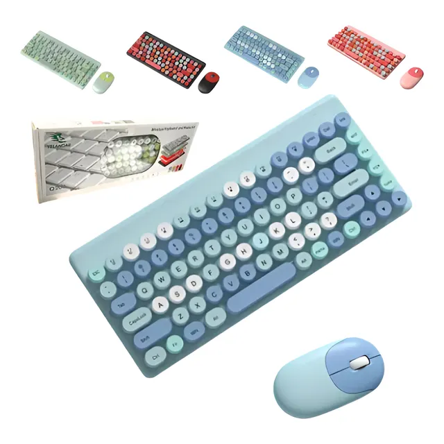 Kit Teclado Y Mouse Inalambrico Pilas Con Receptor Usb Color