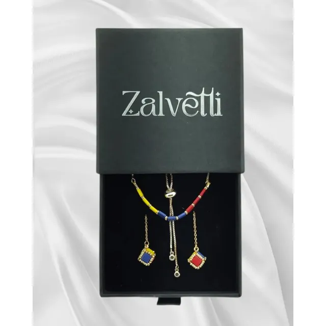 Set De Pulsera Y Aretes Tricolor Venezolano Estilo Zalvetti