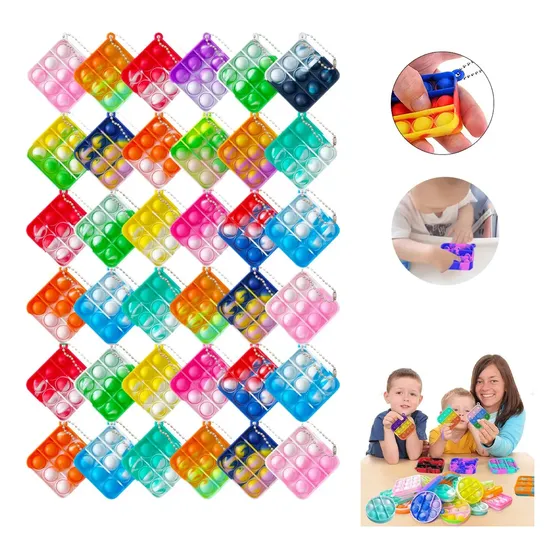Chaveiro De Brinquedo Pop It Fidget Squishy Antistress Bubbl