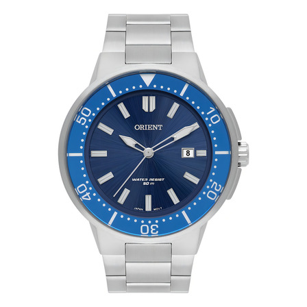 Relógio Orient Masculino Mbss1465 D1sx Azul Aço + Correia Prateado Bisel Prateado Relógio Orient Masculino Mbss1465 D1sx Azul Aço + Correia Prateado Bisel Prateado