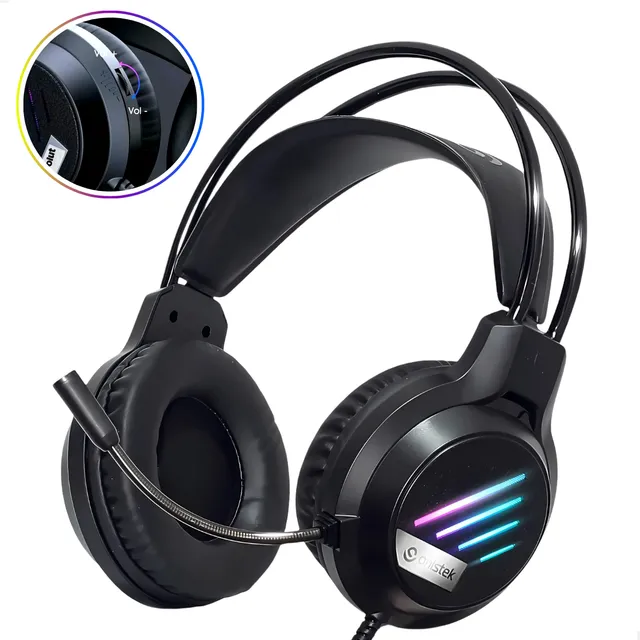 Fone Ouvido Headset Gamer Rgb Macio Confortável Pc Videogame