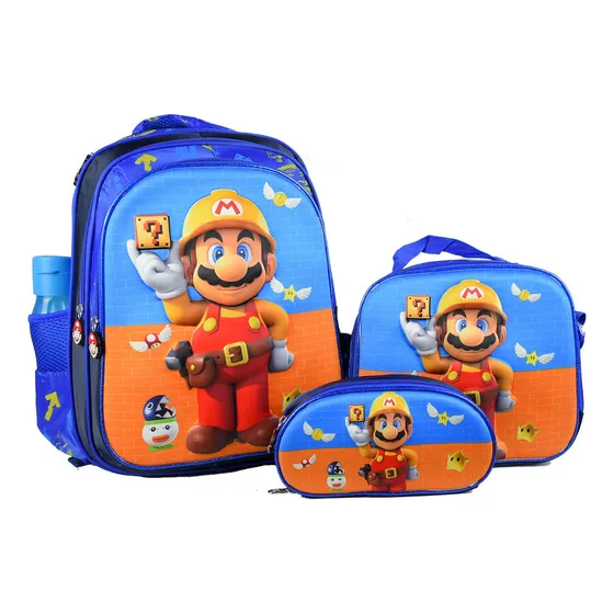 Combo Mario Bros Primaria Importacion, Mochila Mario Bros, No Incluye Botella