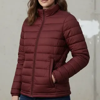 Jaqueta Feminina Bobojaco Blusa Frio Puffer Inverno Zíper Bordô G Liso