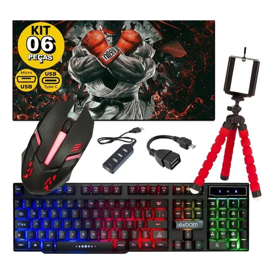 Kit Gamer Mobilador Completo Top Teclado Mouse Promoção F F