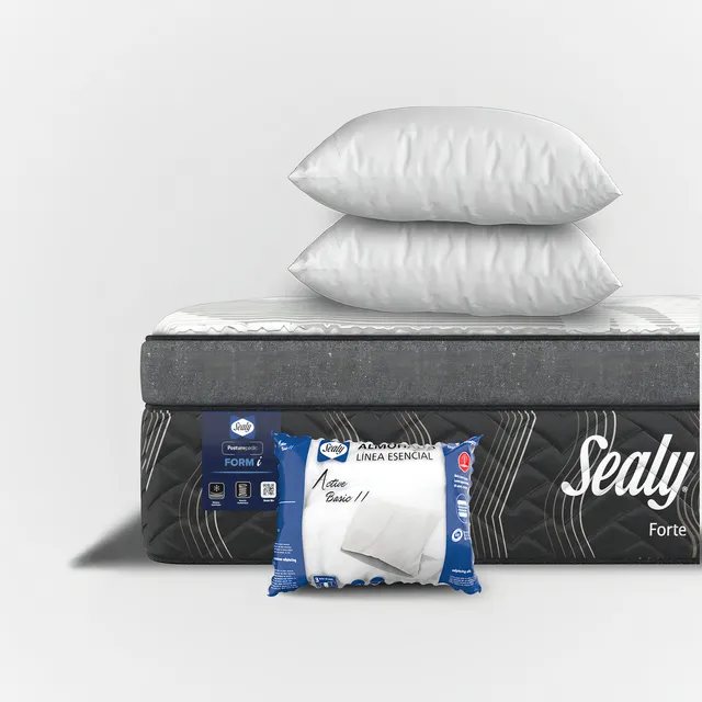 Colchón Sealy King Size Forte Linea Form-i Ortopédico | High Performance | Poliesferas | Tela Premium | Incluye 2 Almohadas Esencial Sealy Active